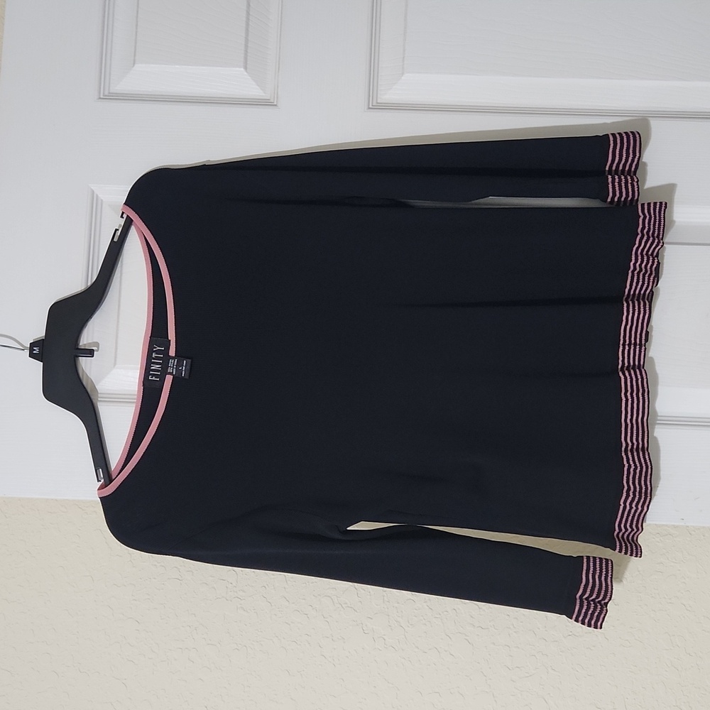 Women's Long Sleeve Top black with pink accents, size Large